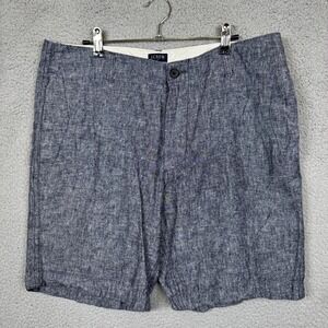 J Crew Shorts Men 35 Blue Chambray Gramercy Linen Blend 9" Beach Resort Vacation